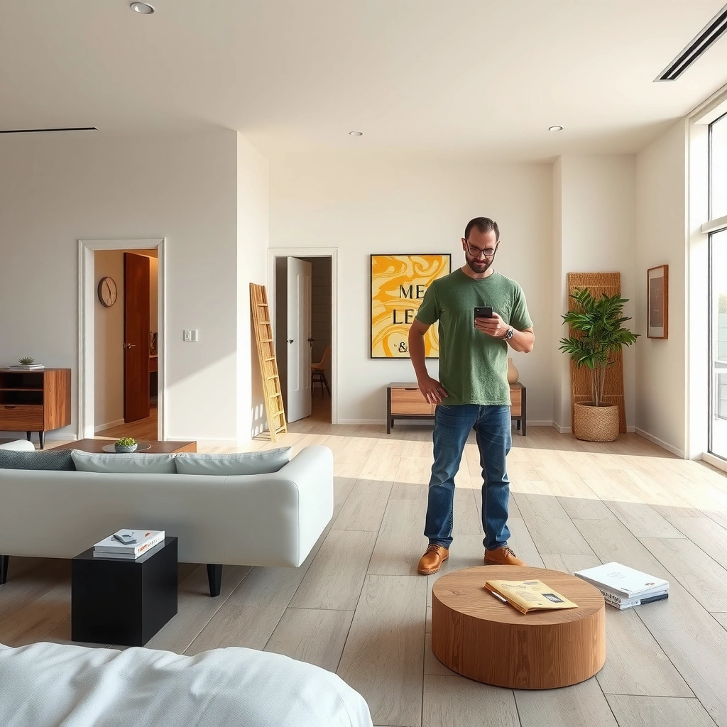 Measuring the length and width of a room for ceramic tile installation