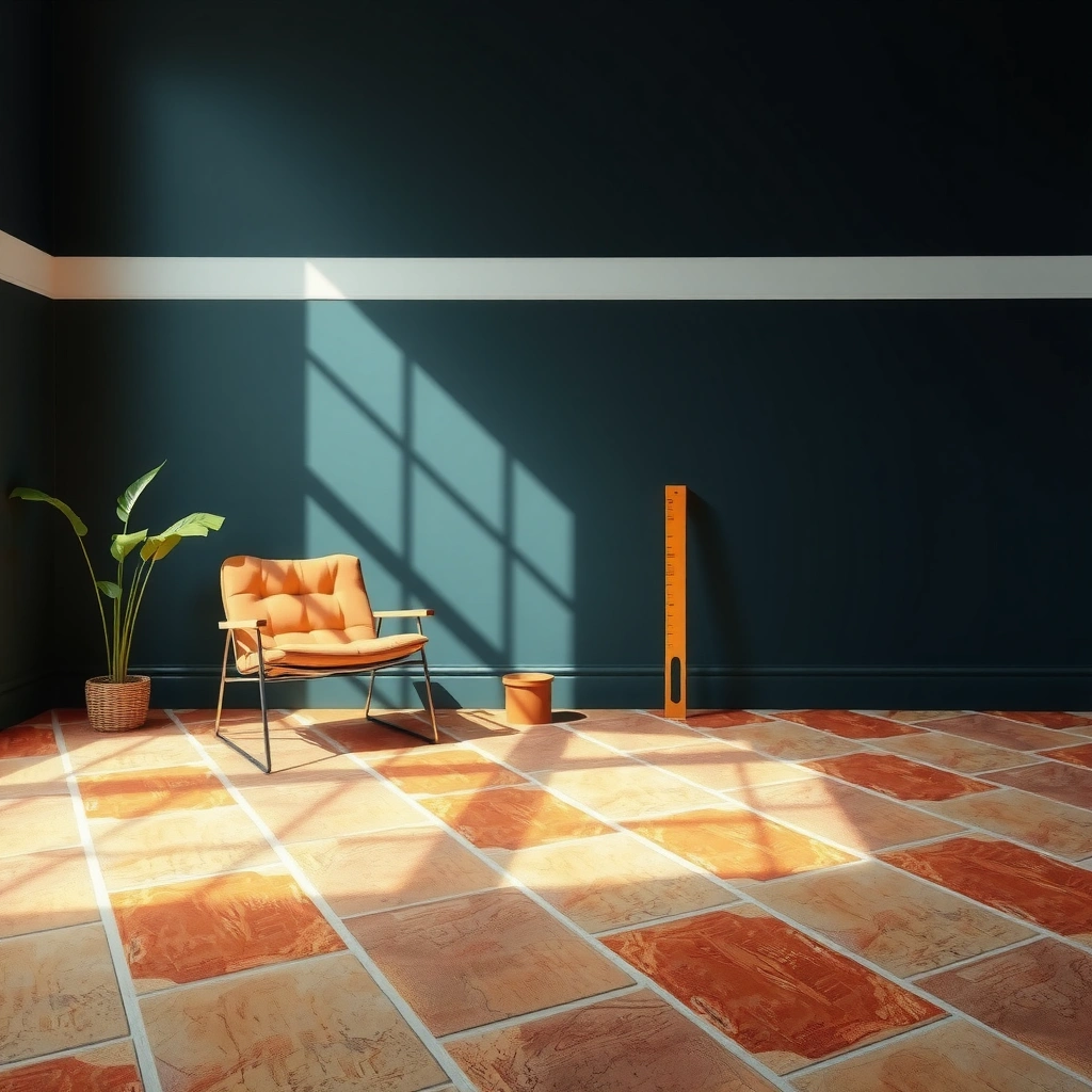 A person measuring a room to estimate terracotta floor costs, including waste calculations.