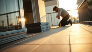Step-by-step guide on measuring vinyl floors for a balcony accurately.