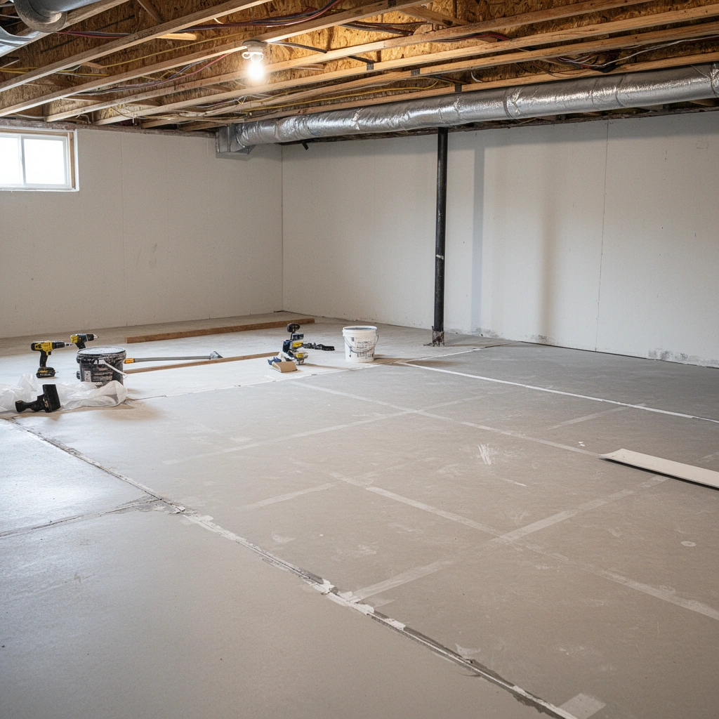Planning for moisture and subfloor condition before installing basement floors