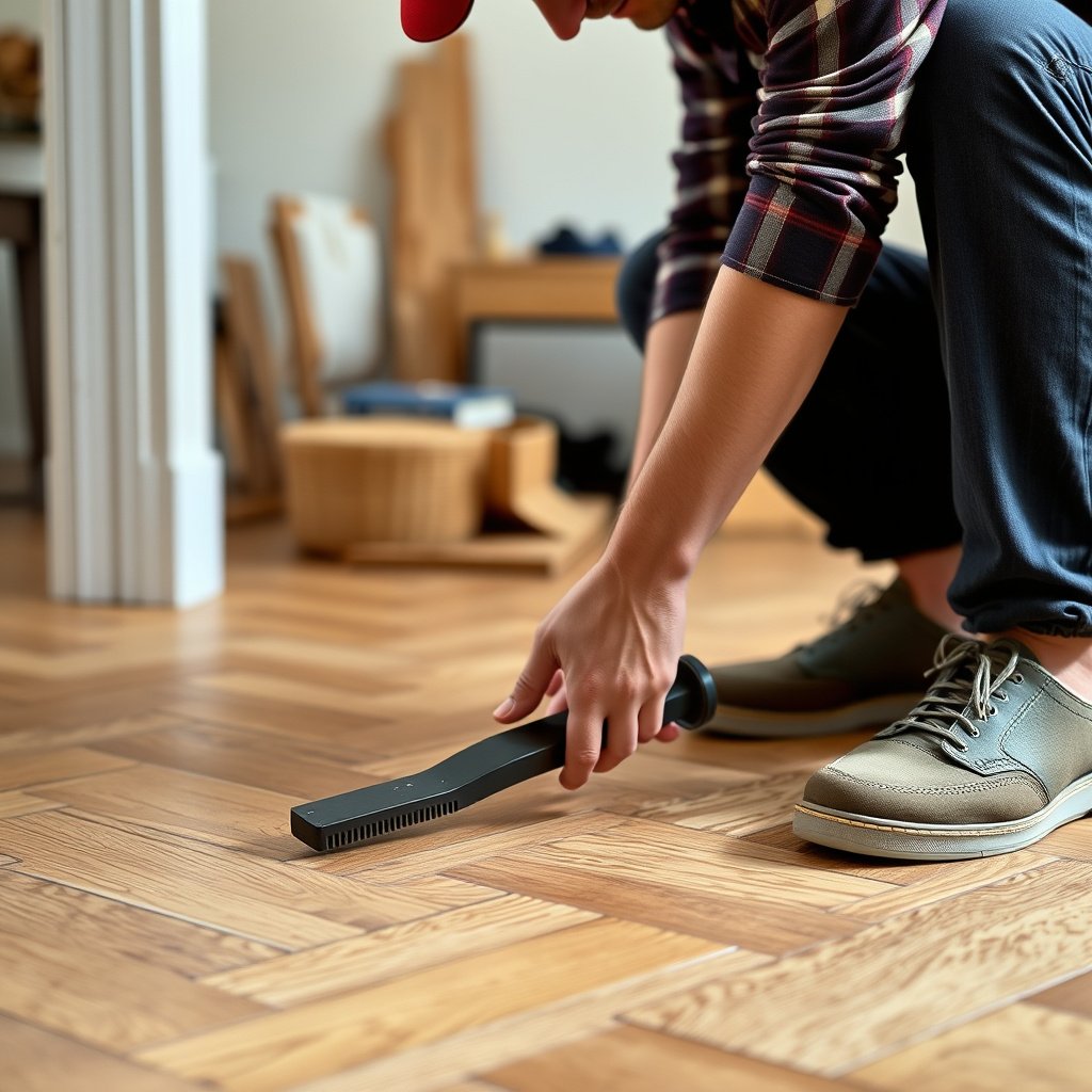 Image illustrating methods to stop moisture and stabilize environment for herringbone floors