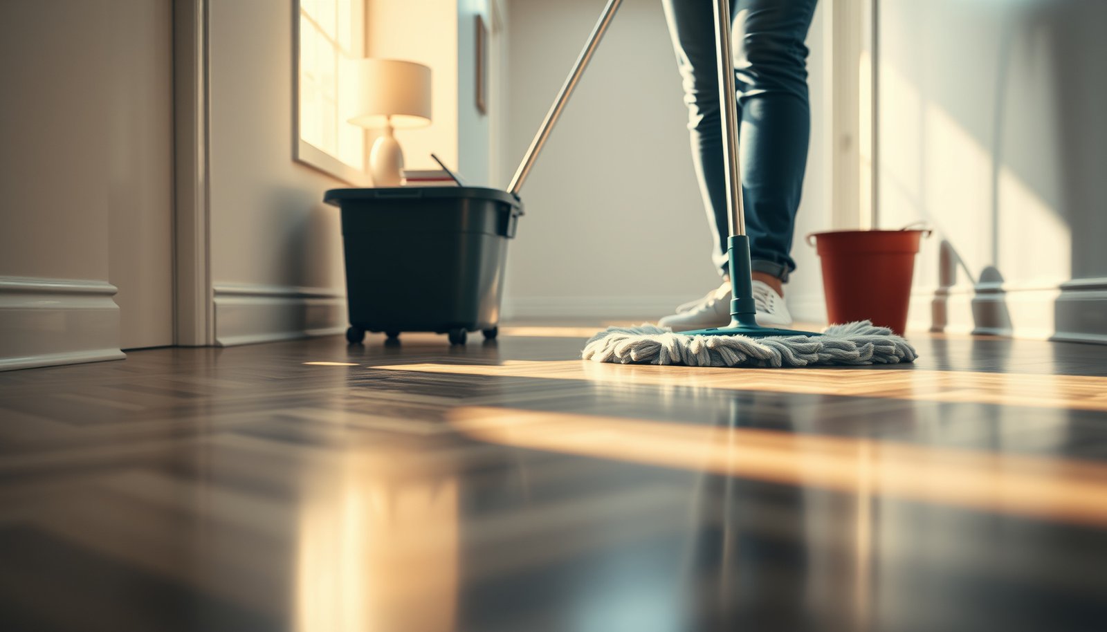 Step-by-step guide on how to mop chevron floors effectively and safely.