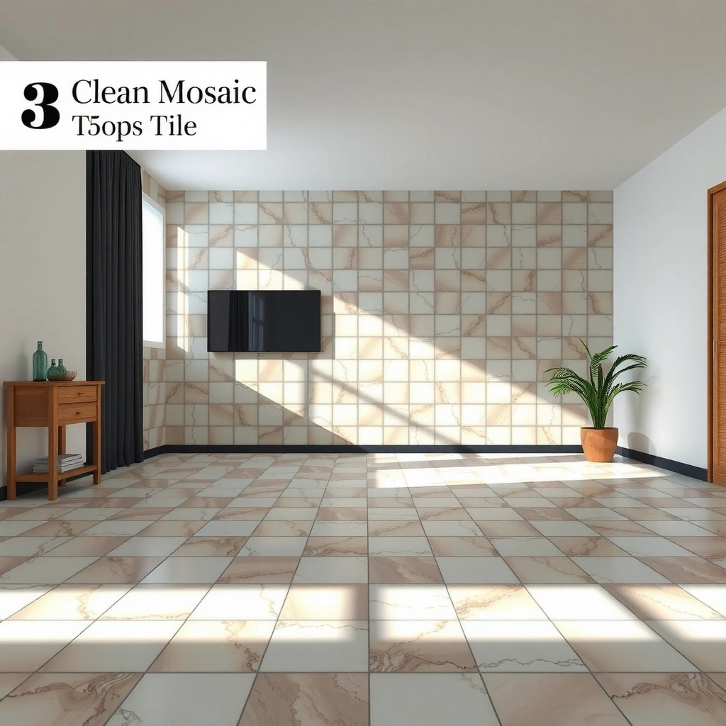 Preparation steps for cleaning mosaic tile floors, including tools and materials needed.