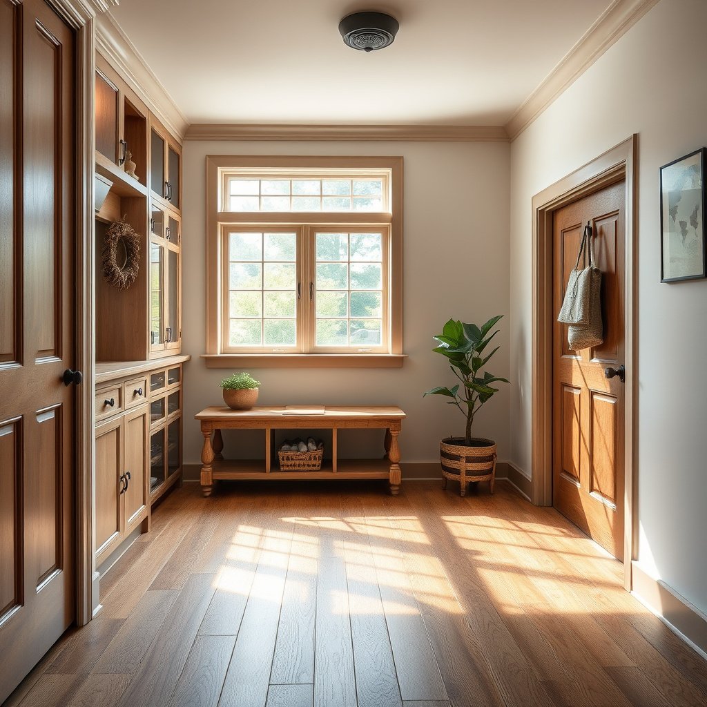 Image illustrating water resistance and wear layer of laminate floors for mudrooms.