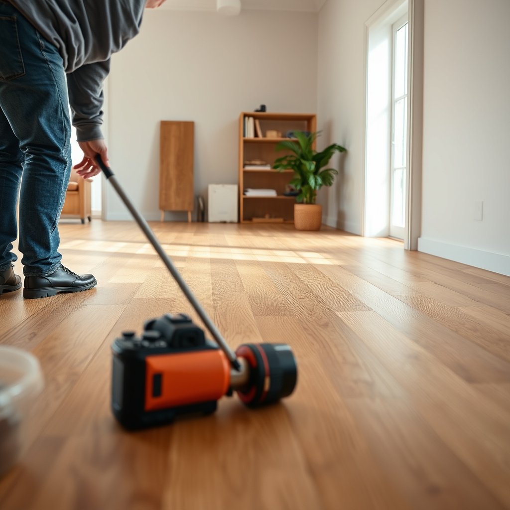 A clean entry zone with mats and shoe racks to prevent scratches on engineered wood floors.
