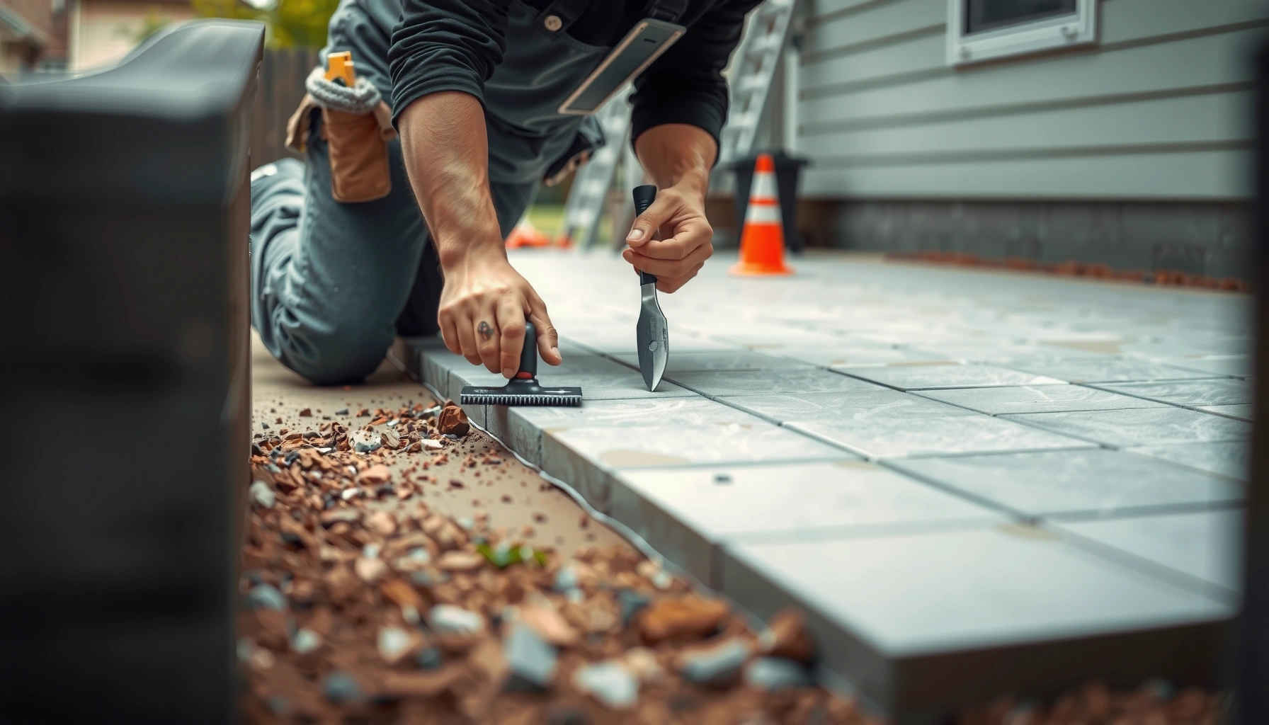 Step-by-step guide on replacing patio floors with tools and materials needed.
