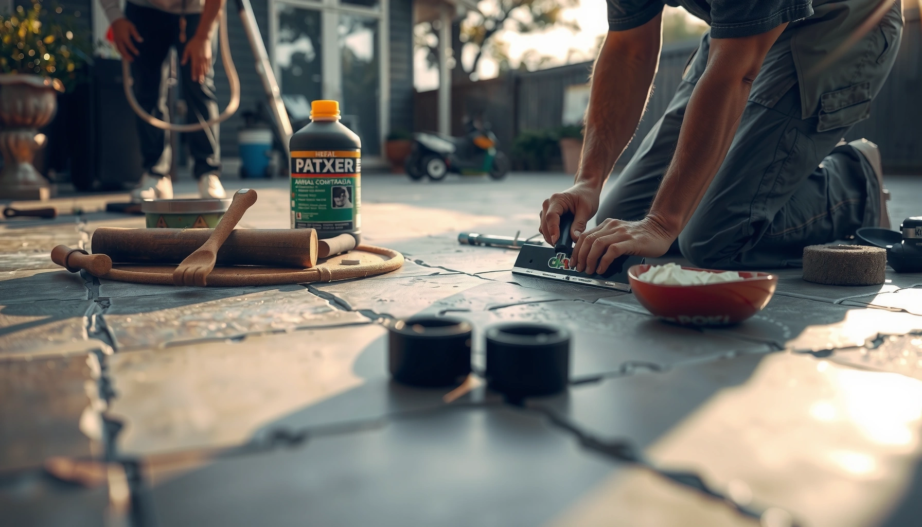 Step-by-step guide on restoring patio floors with repair and resurfacing techniques.