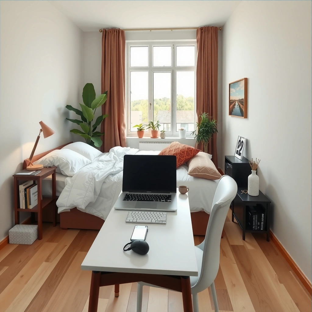 A well-planned bedroom layout showing space for WPC flooring installation and furniture arrangement.