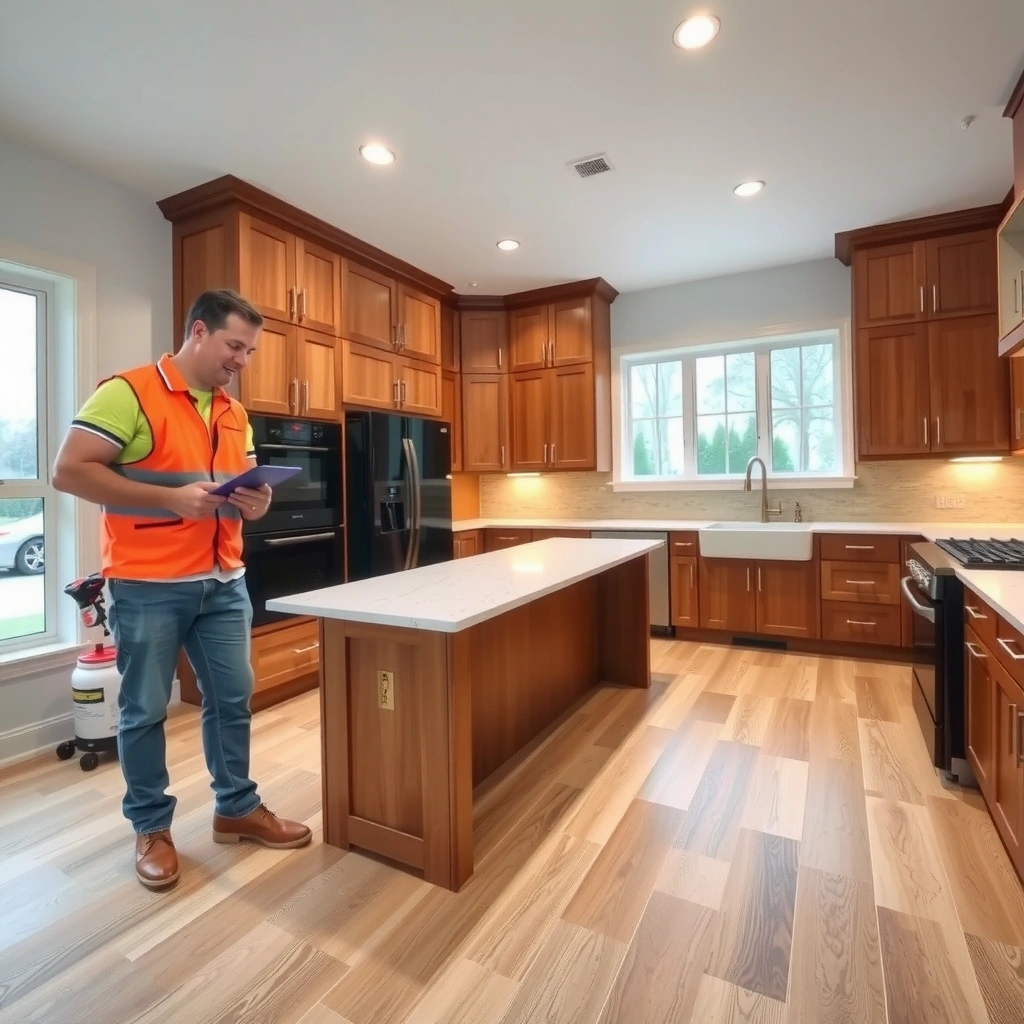 Diagram showing how to plan the layout for laminate flooring installation around cabinets