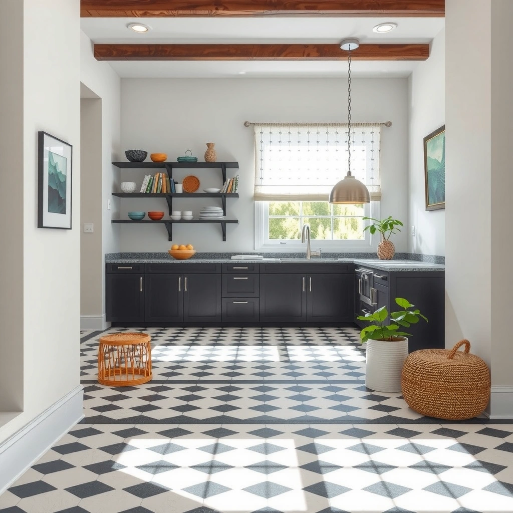 A diagram showing how to plan the layout for mosaic tile flooring installation.