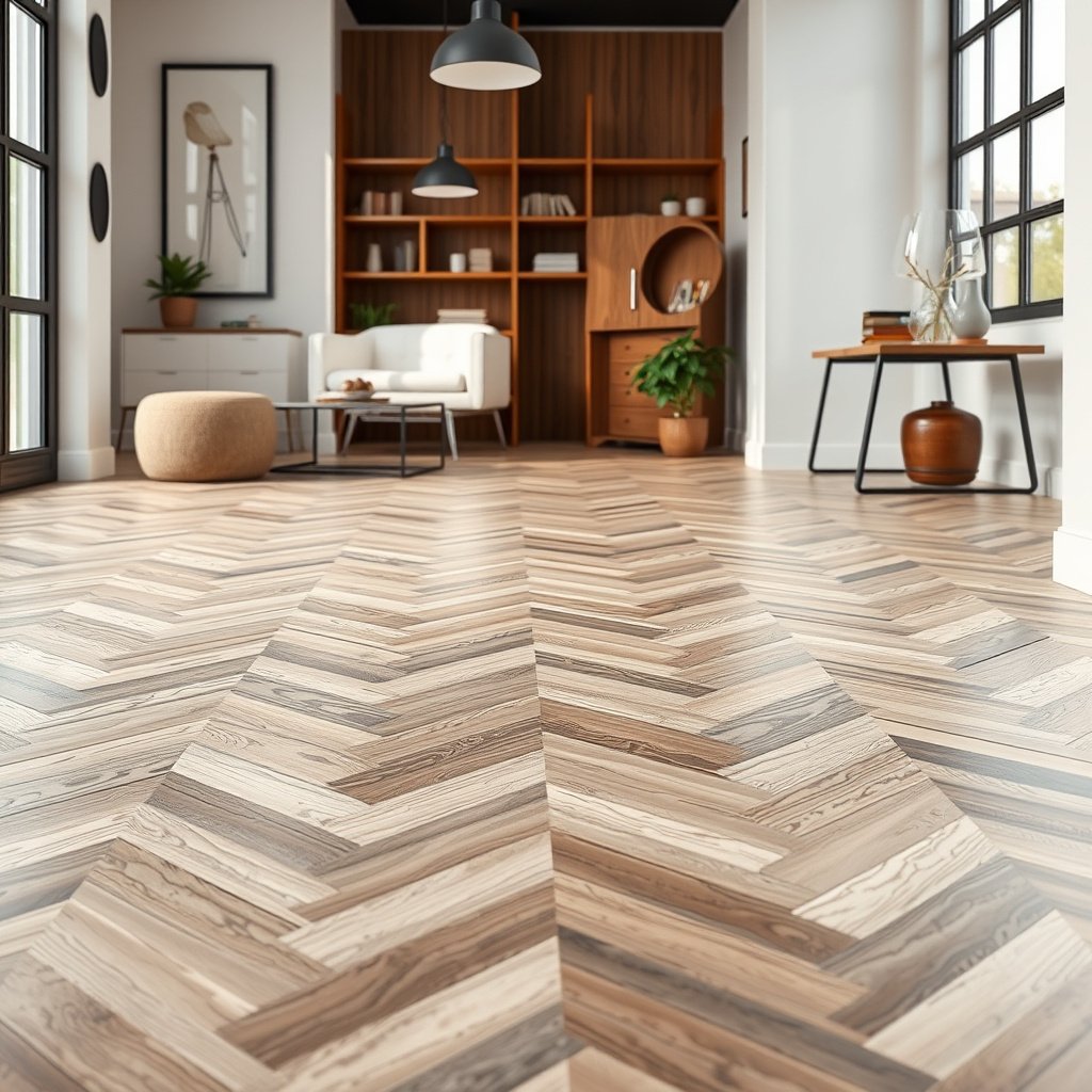 Visual guide for converting coverage into plank or tile counts for chevron flooring