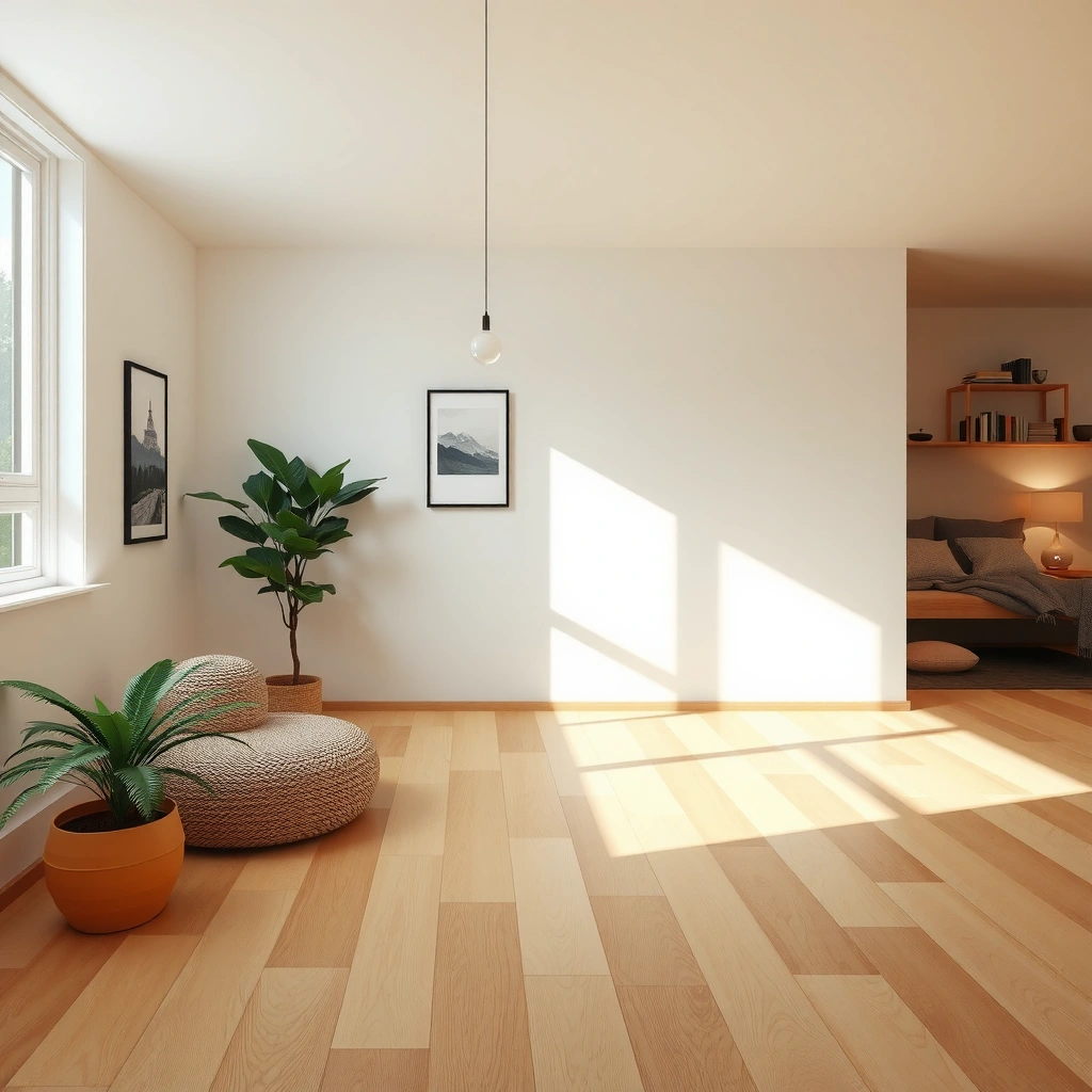 Diagram showing how to plan the baseboard approach for vinyl floors installation.