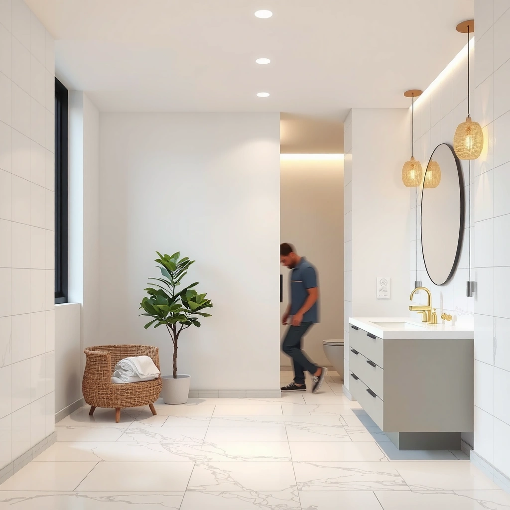 Planning the layout and measuring for marble bathroom floors installation