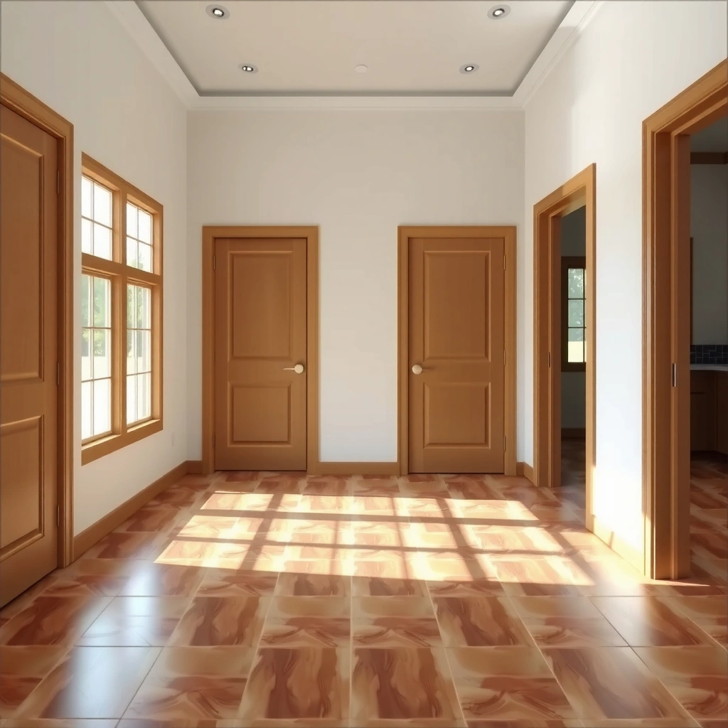 A diagram illustrating how to plan the layout for ceramic tile installation around doors.