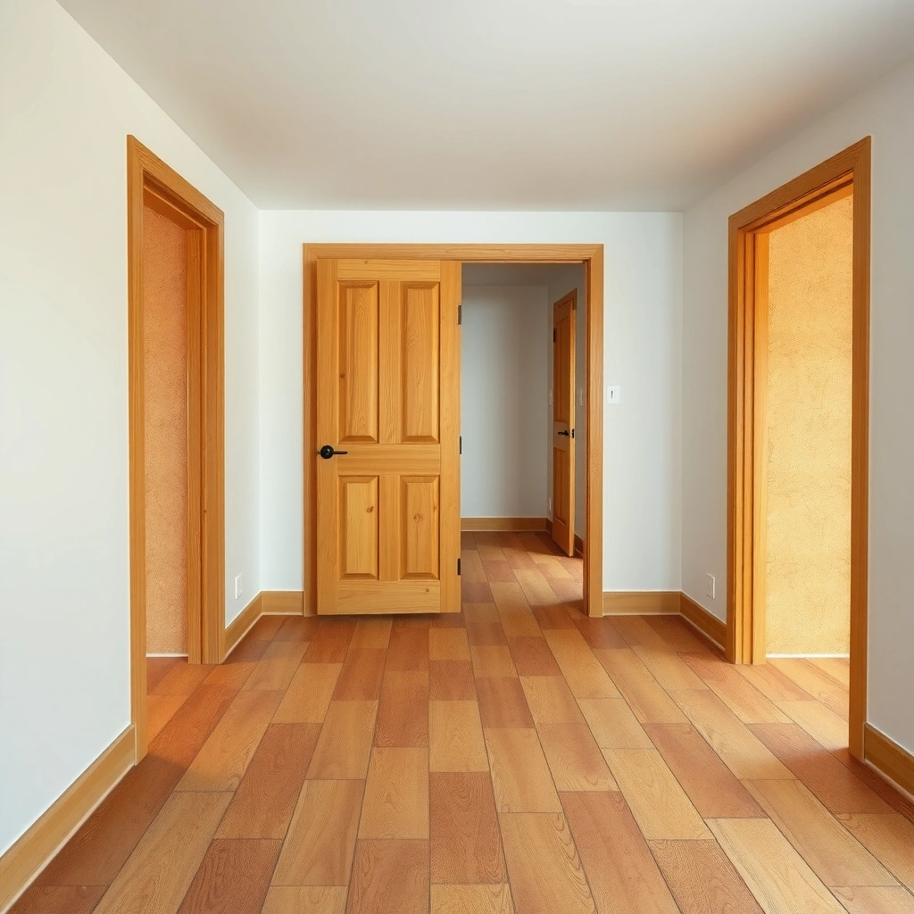 Measuring clearance around doors before cutting cork flooring for installation