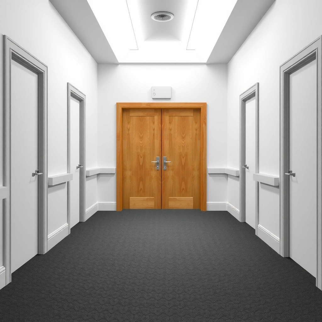 Image showing the planning process for fitting rubber floors around a doorway