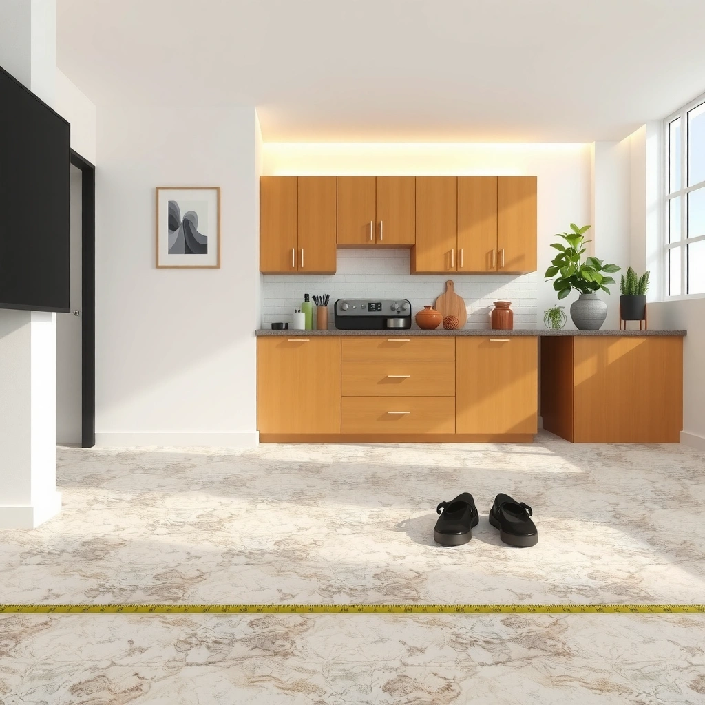 Measuring and planning for granite floor replacement, including matching and installation methods.