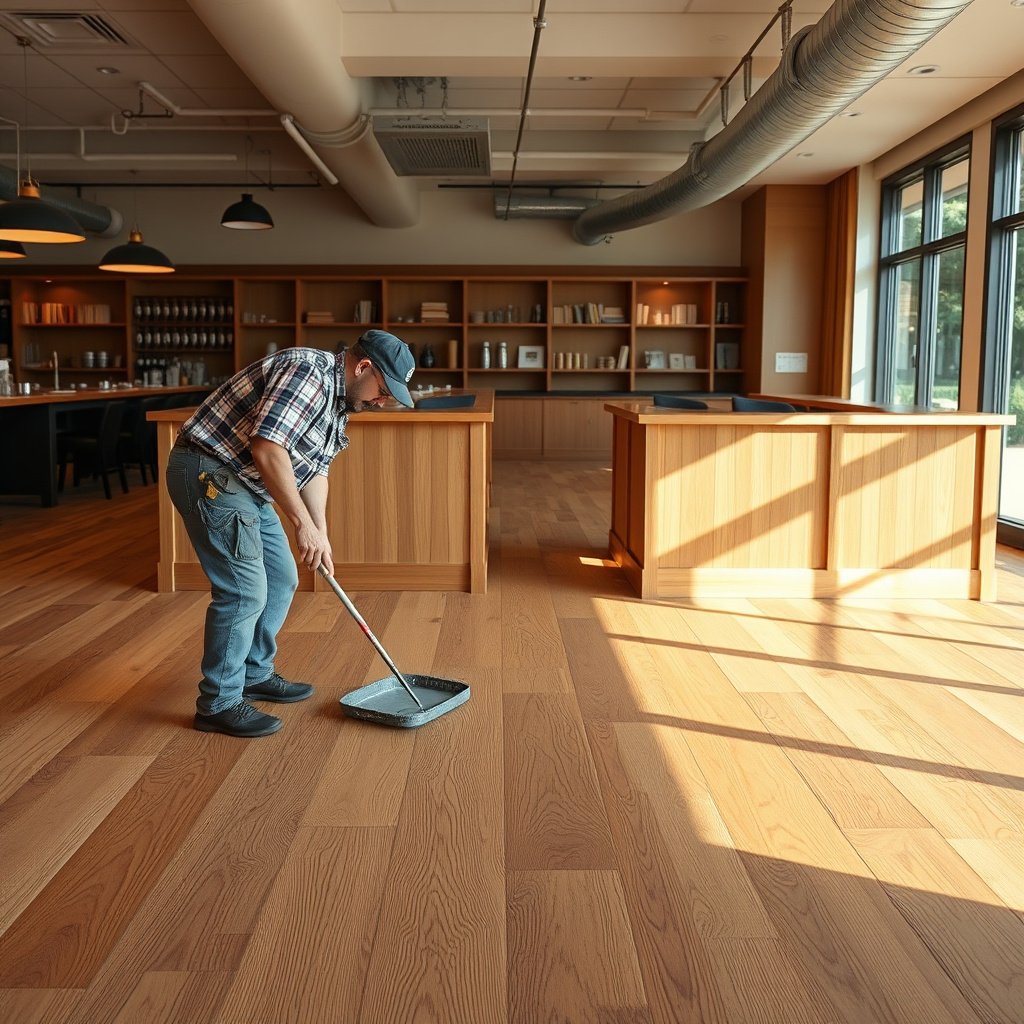 Diagram of materials and finishes for hardwood floors in restaurant settings