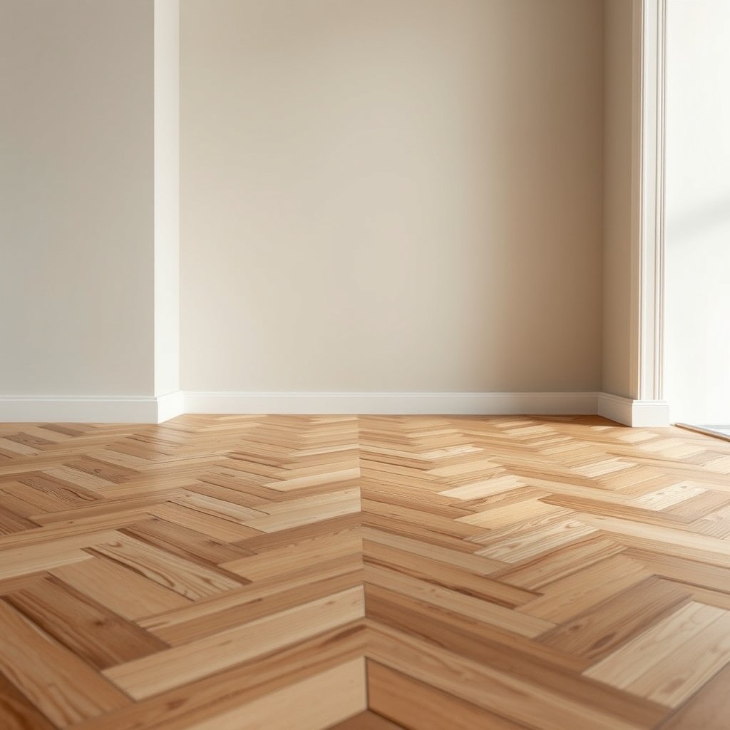 A diagram showing the planned layout for herringbone floors over plywood before installation.