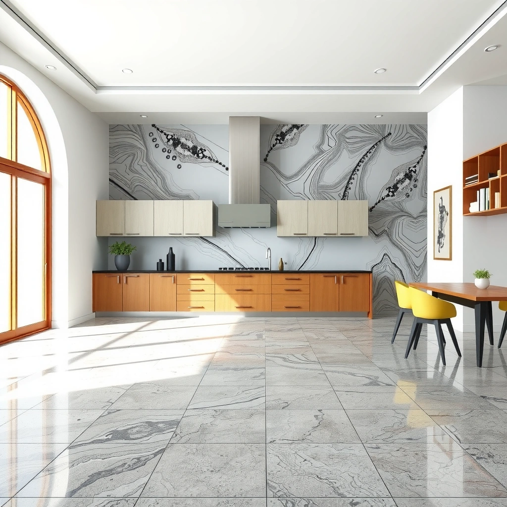 A person measuring and planning the layout for granite floor installation, emphasizing the importance of precision.