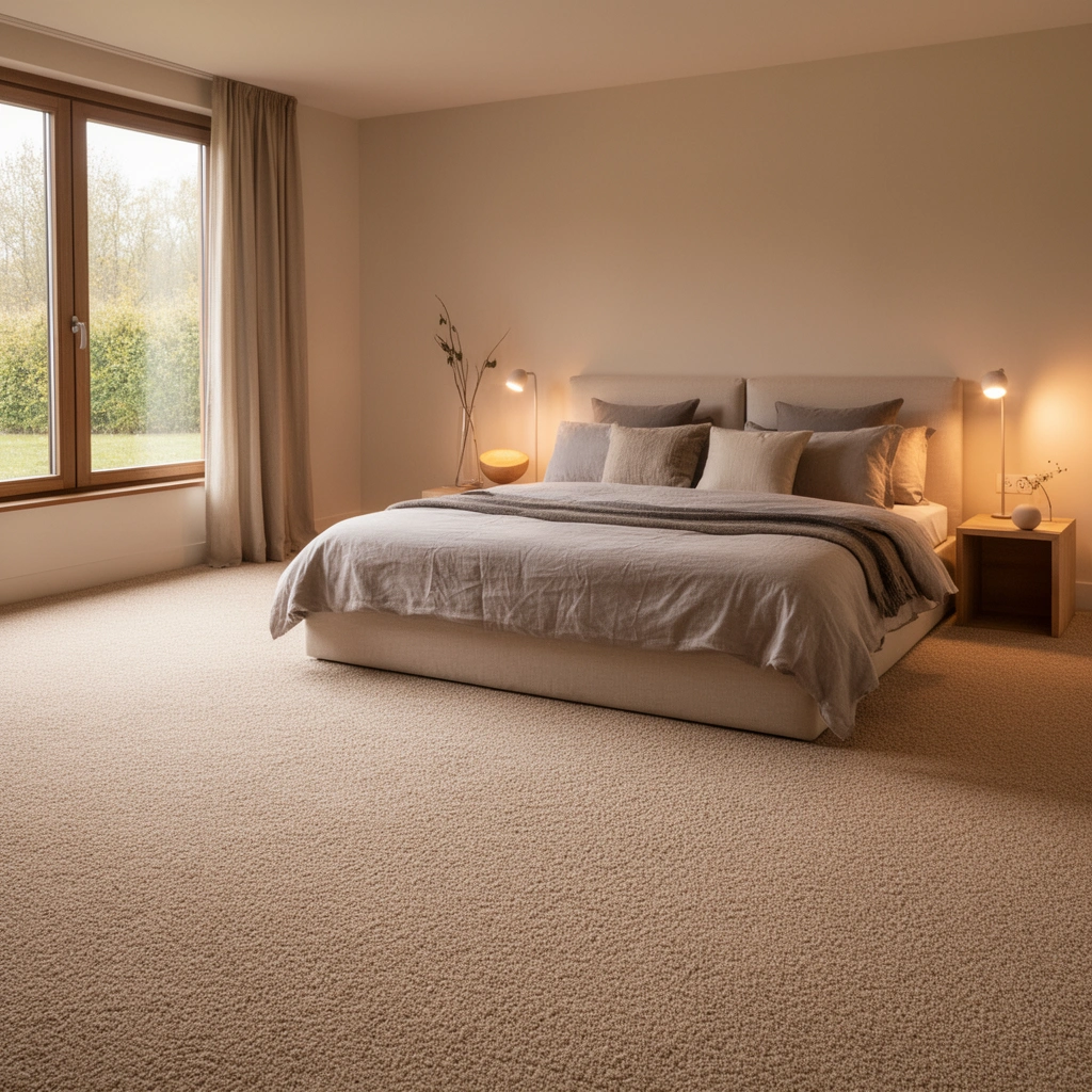 Measuring tools and materials for bedroom carpet installation process
