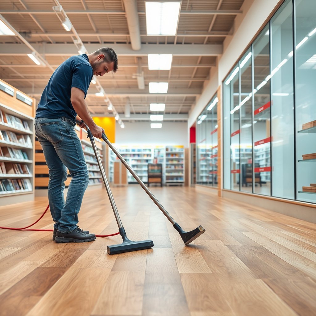 Safety planning for removing hardwood floors in a retail store teardown
