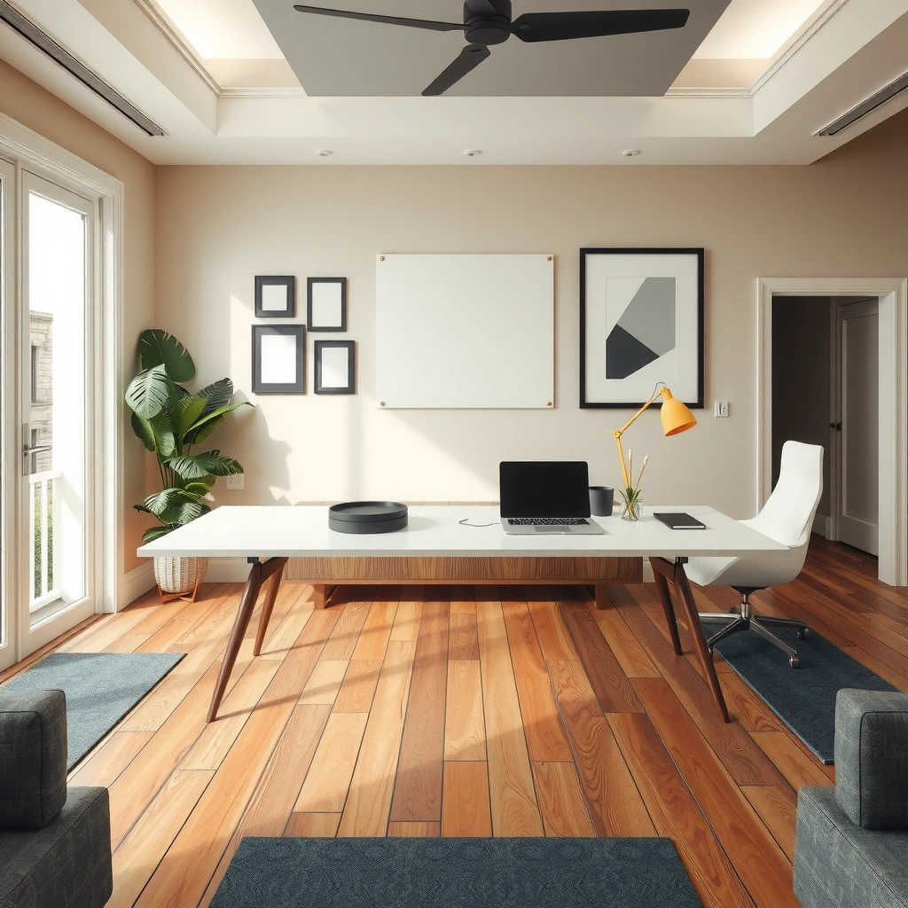 Diagram showing layout planning for SPC flooring installation in a living room.