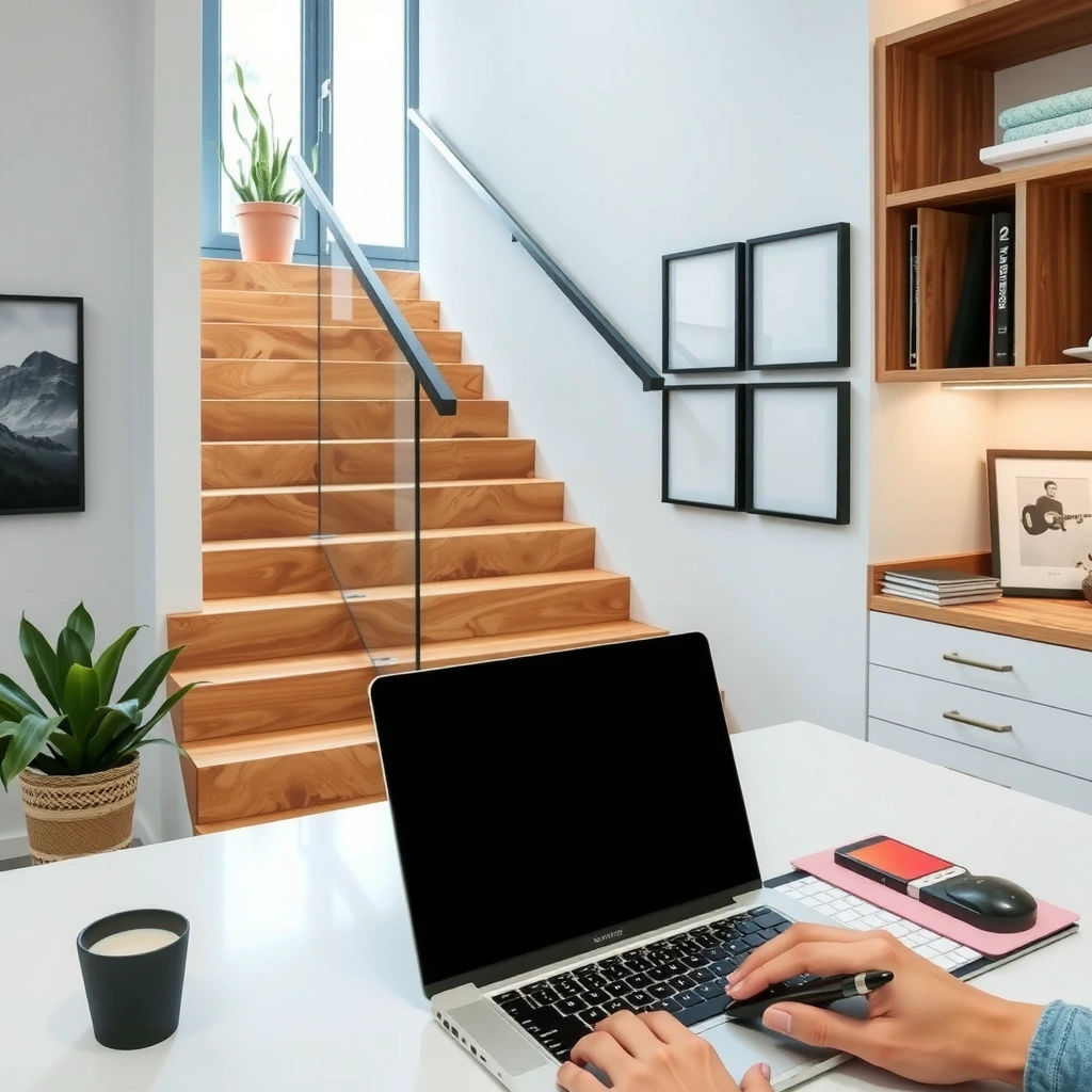 Planning the stair layout and confirming the type of WPC flooring for installation.
