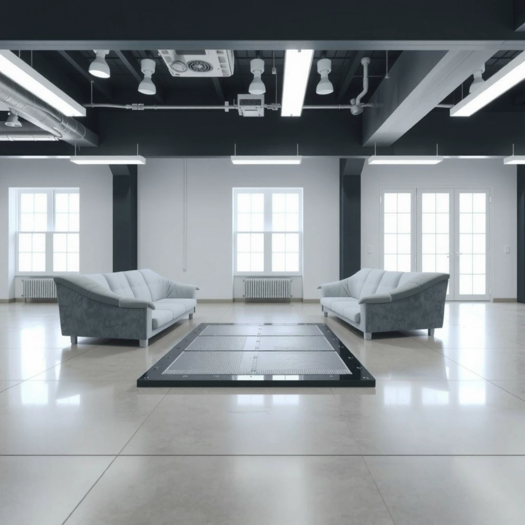 A diagram illustrating different threshold types and heights for polished concrete floors.