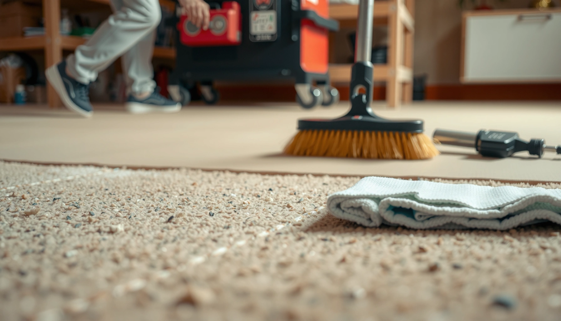 Step-by-step process of polishing carpet tiles for a cleaner finish