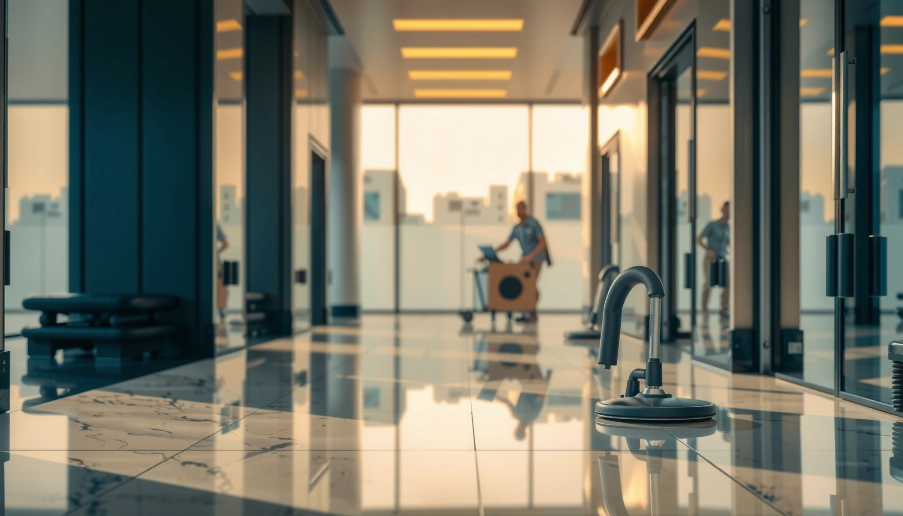 Step-by-step process of polishing commercial floors for a shiny finish.