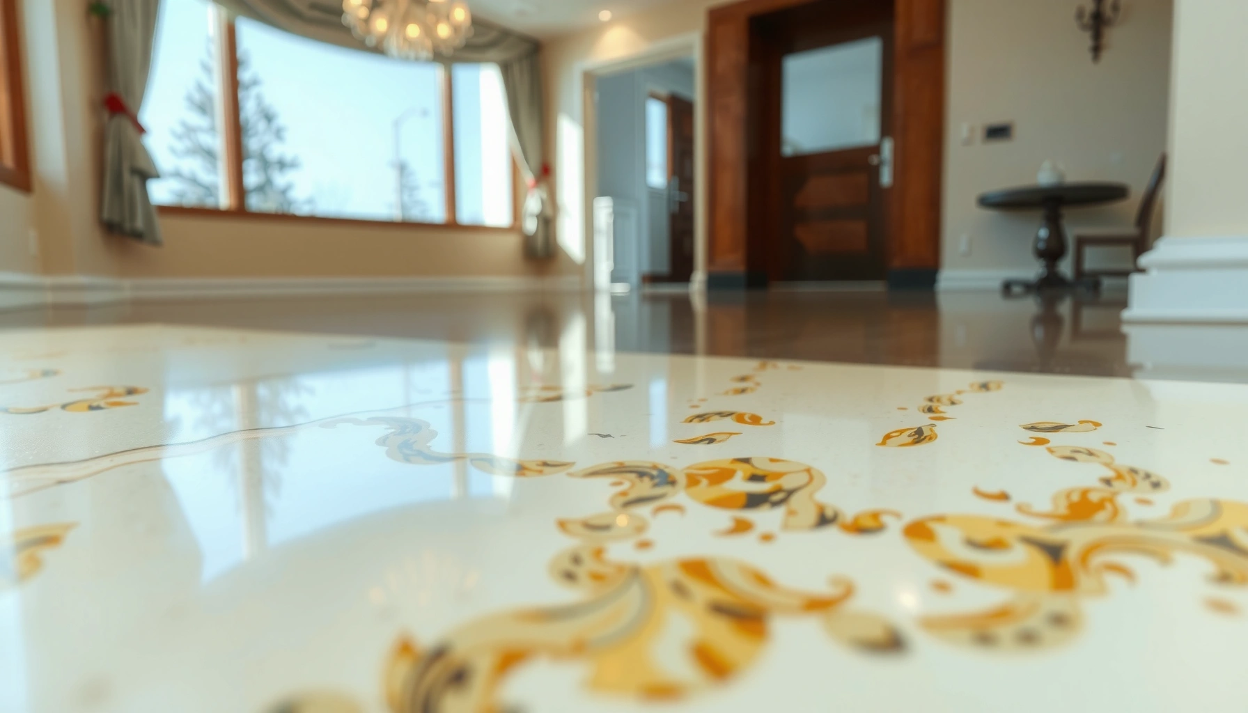 Step-by-step process of polishing granite floors for a shiny finish.