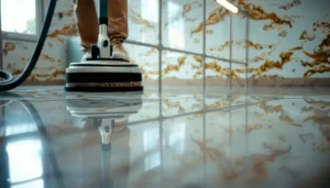 Step-by-step guide on how to polish marble floors for a shiny finish.