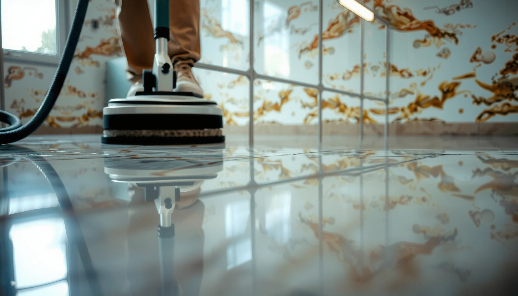 Step-by-step guide on how to polish marble floors for a shiny finish.