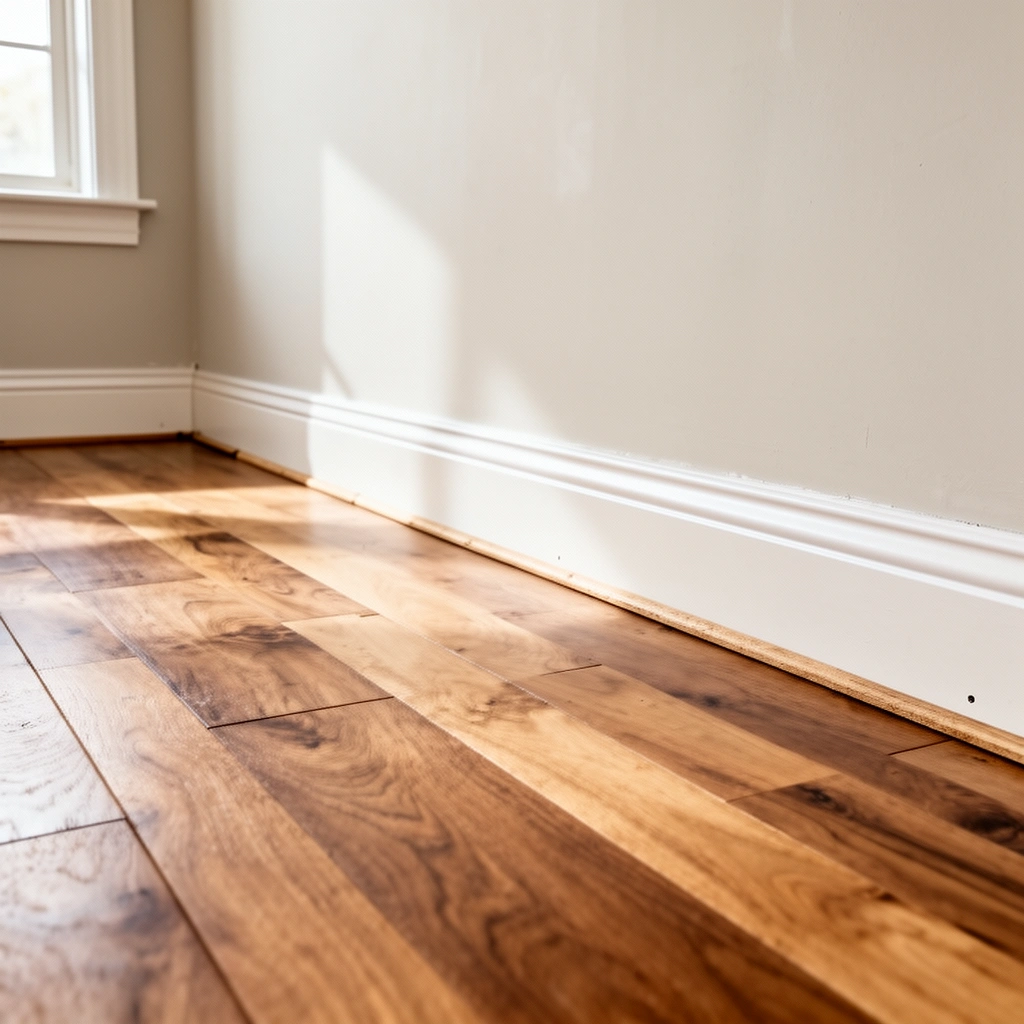 Diagram showing expansion gap and layout for installing baseboards with kitchen floors