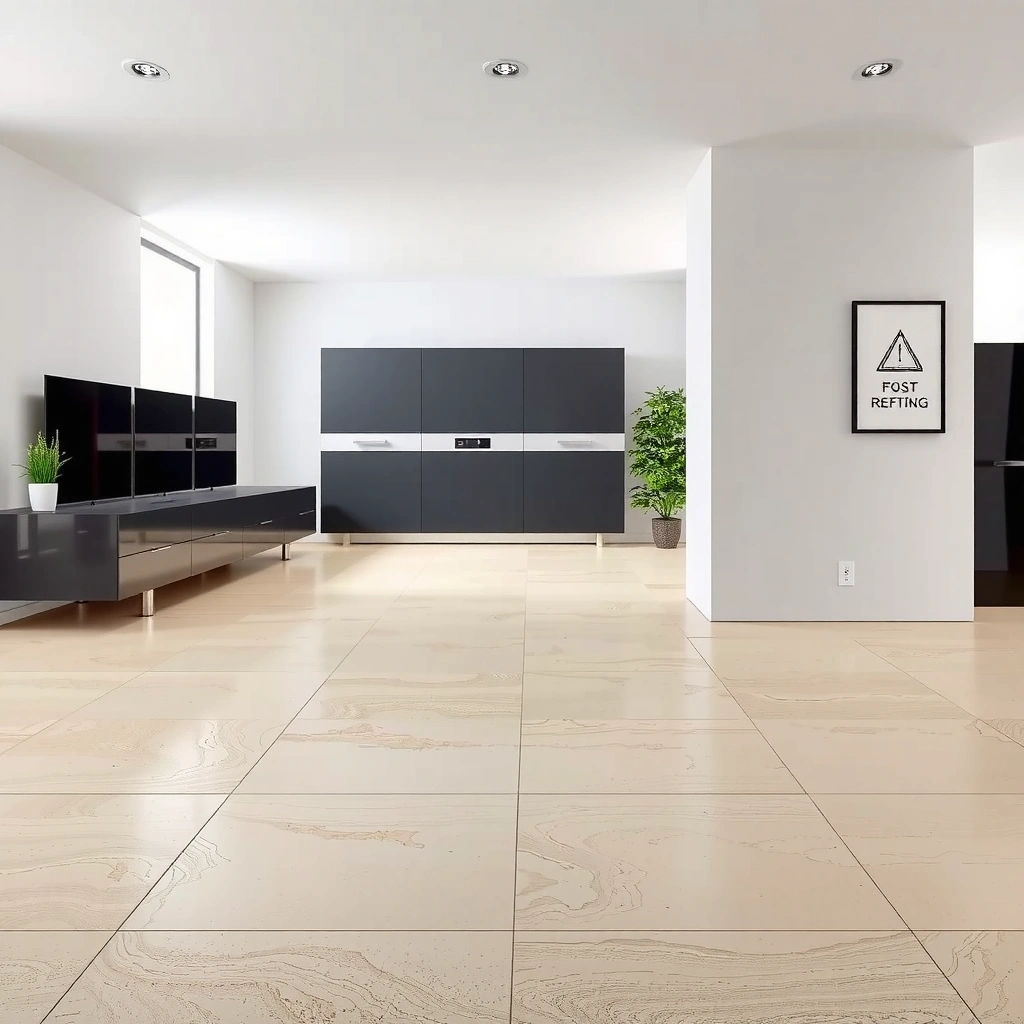 Measuring and planning layout for travertine floor tiles installation