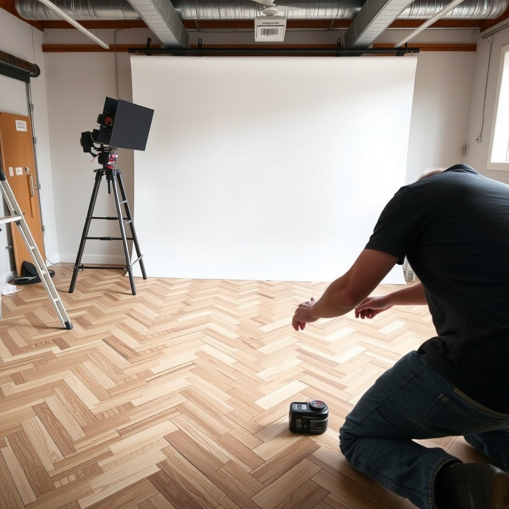 Tools and materials for prepping and installing replacement chevron floor pieces.