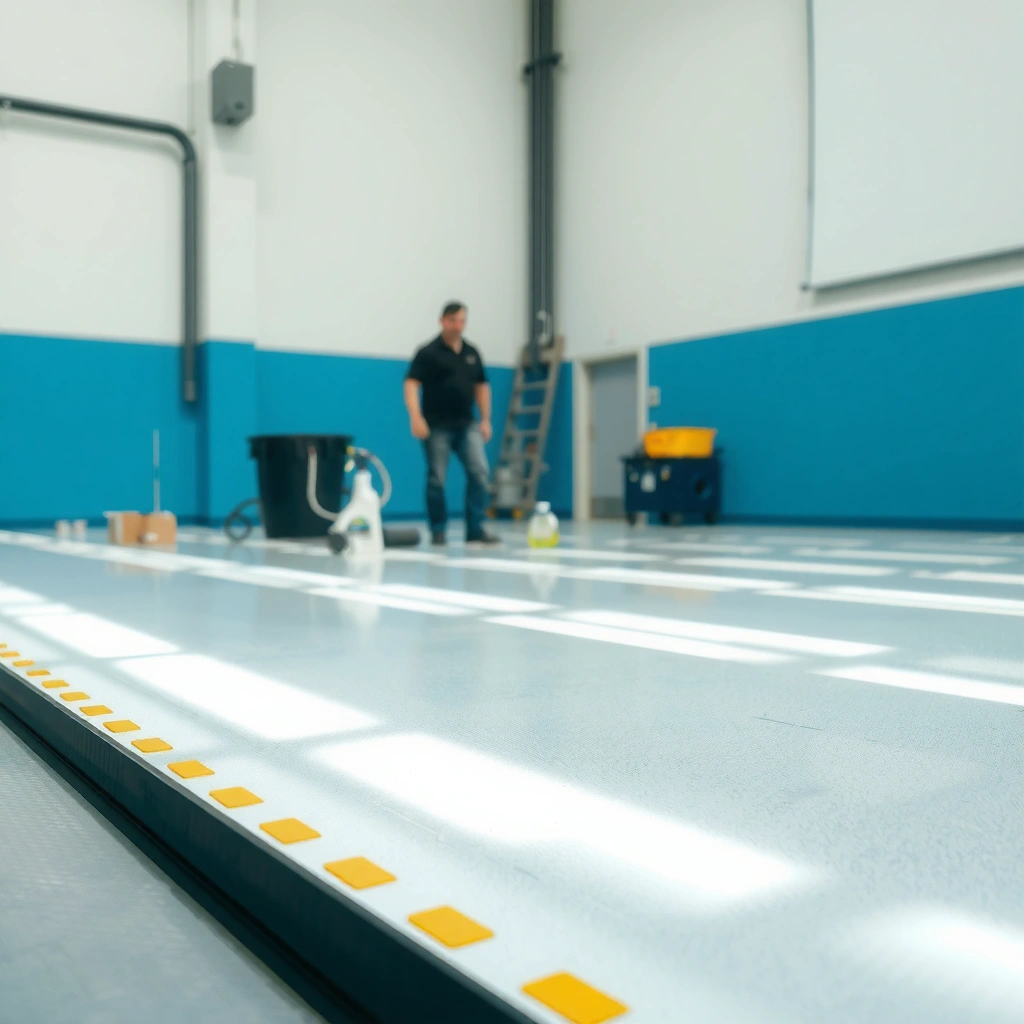 Cleaning rubber floors before polishing to ensure a smooth finish.