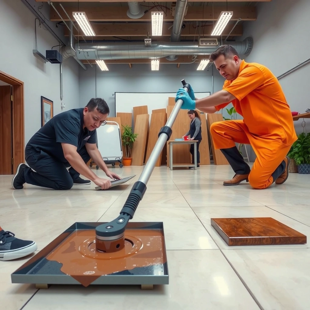 Cleaning and inspecting travertine floors before refinishing them for optimal results.