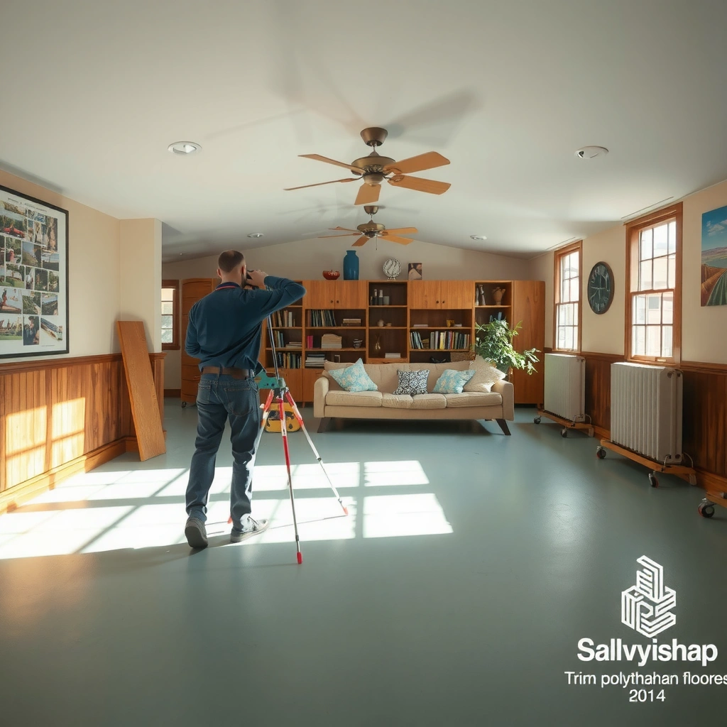 Preparing the area and planning the cut for trimming polyurethane floors.