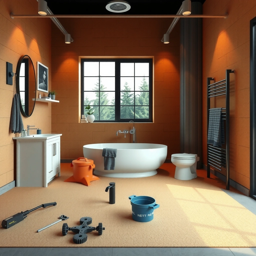Prep work for installing cork floors in a bathroom, focusing on moisture control and subfloor preparation.