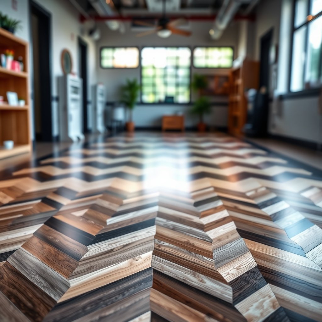 Thoroughly cleaning and protecting chevron floor pattern before polishing