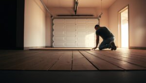 Step-by-step guide on how to prepare engineered wood floors for a garage installation.