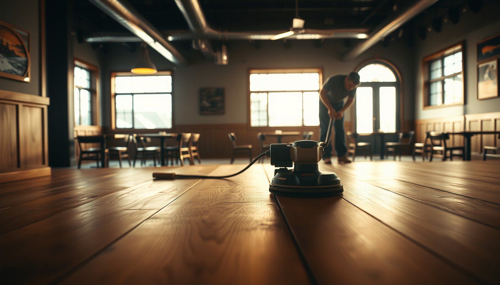 Steps to prepare hardwood floors for a restaurant setting, ensuring durability and aesthetics.