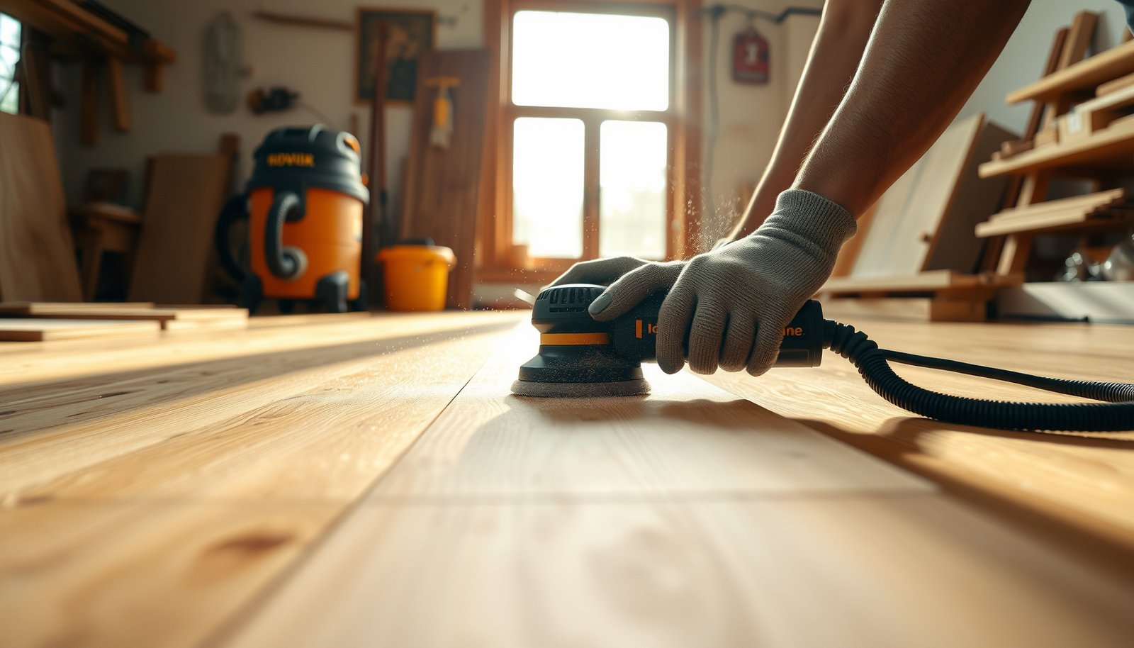 Steps to prepare hardwood floors for a workshop, including cleaning and protective measures.