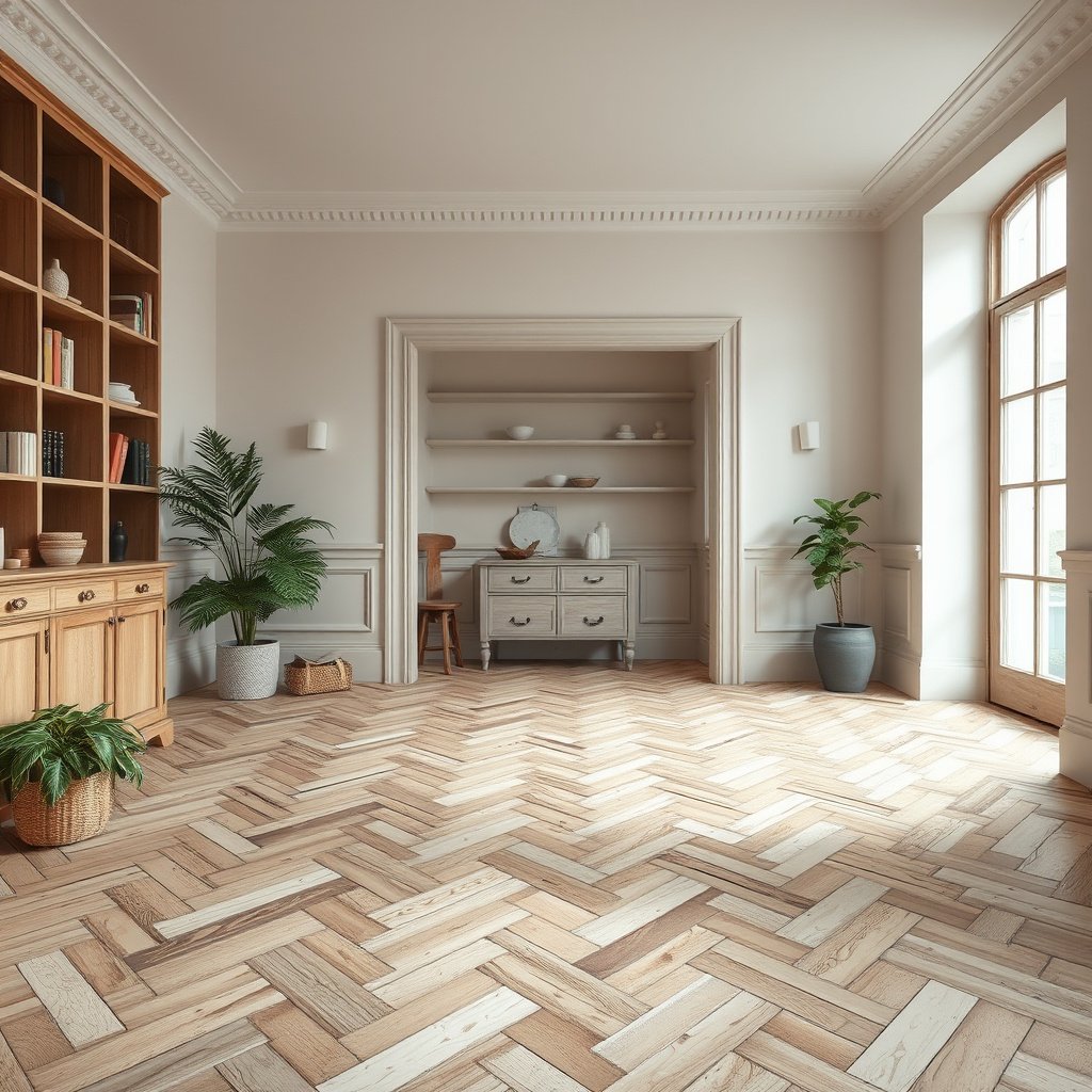 Prep the herringbone floor and protect its pattern before removing paint safely.