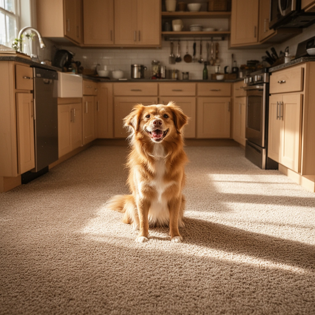 A clean and level kitchen subfloor ready for carpet installation, showcasing proper preparation techniques.