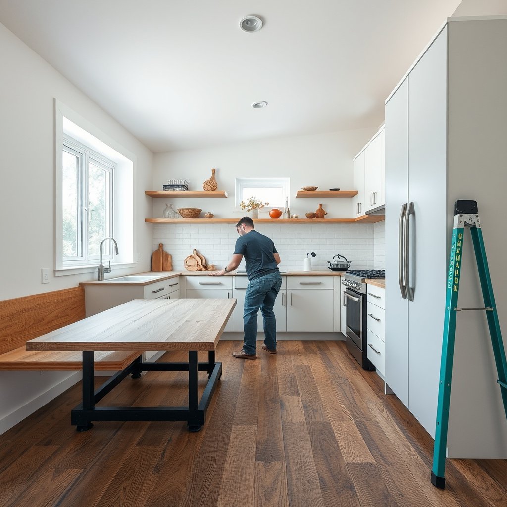 Clean and dry kitchen subfloor ready for laminate flooring installation