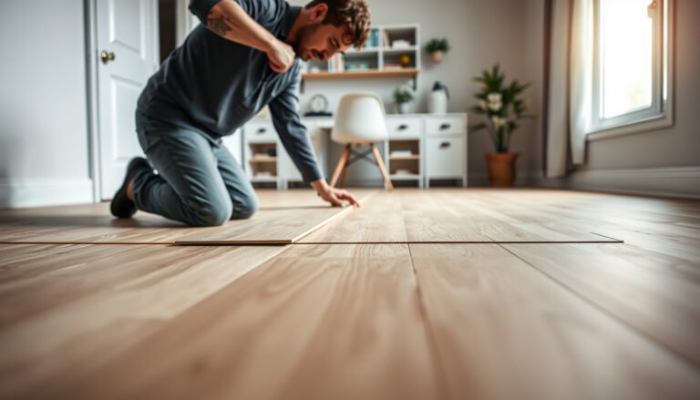 Step-by-step guide on preparing laminate floors for a comfortable home office setup.