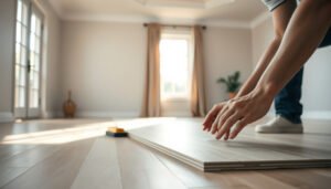 Step-by-step guide on how to prepare laminate floors for a living room renovation.